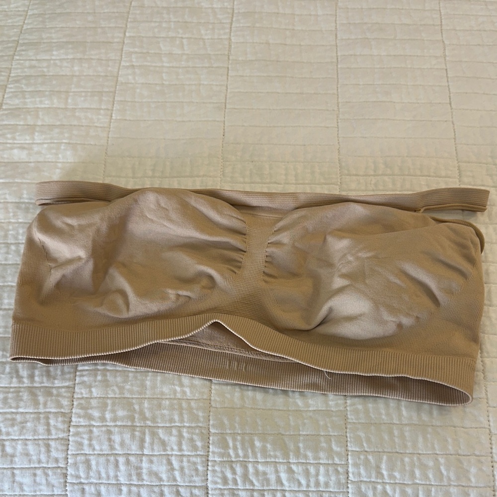 Hanes Large Seamless Tan Bralette Convertible Tube Top Strapless - Picture 2 of 4